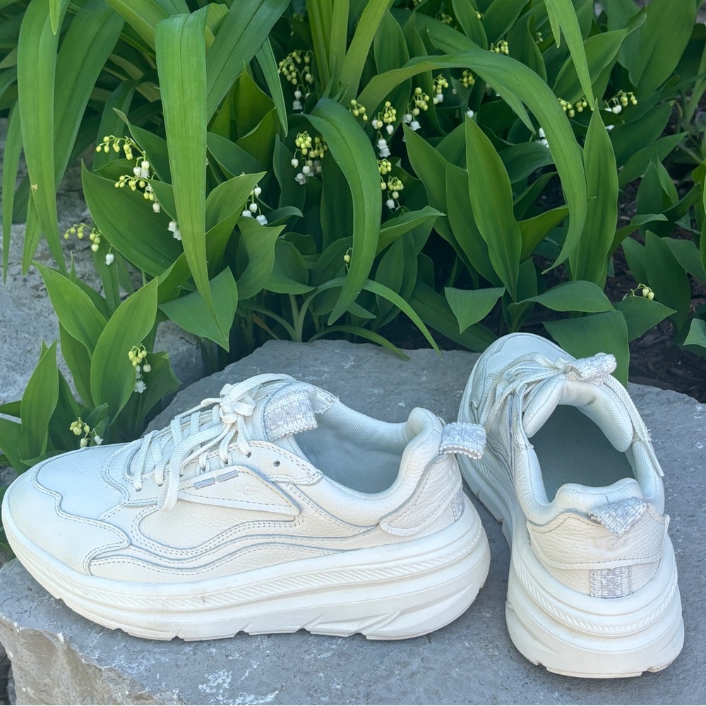 UGG White Leather Chunky Sneakers